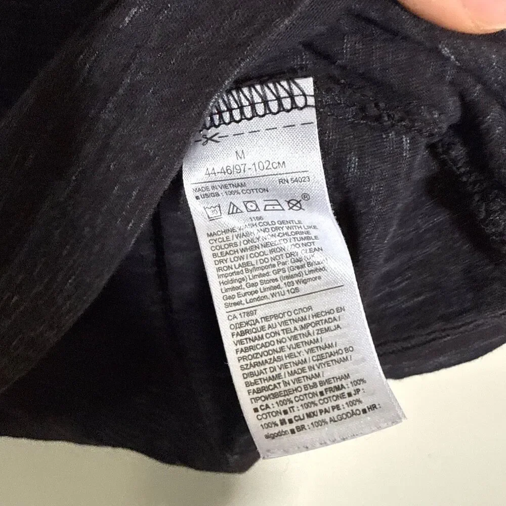 Banana Republic Soft Wash Men's Gray Black Crew Neck T-Shirt Size Medium Casual